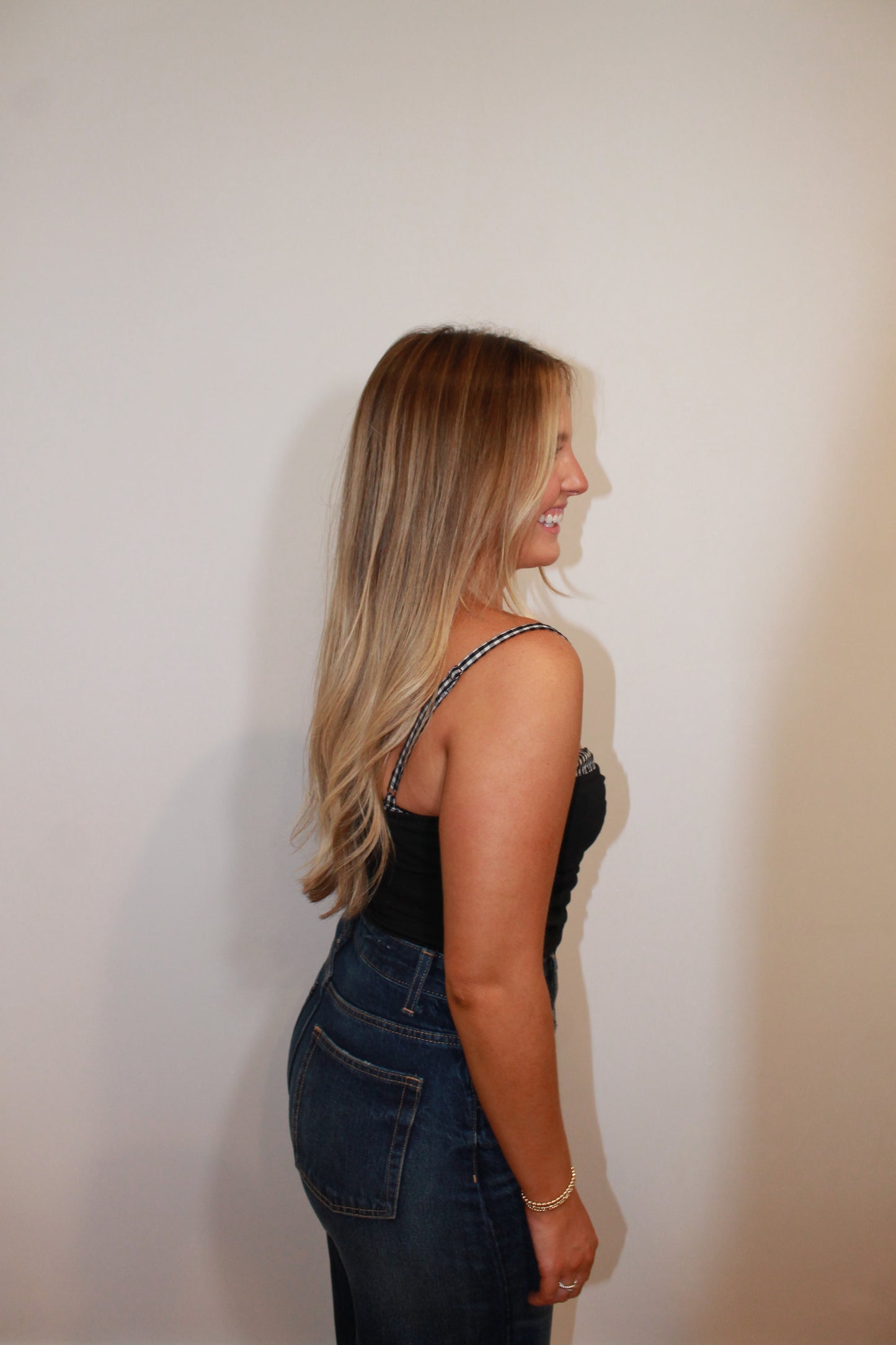 Black Gingham Checkered Top