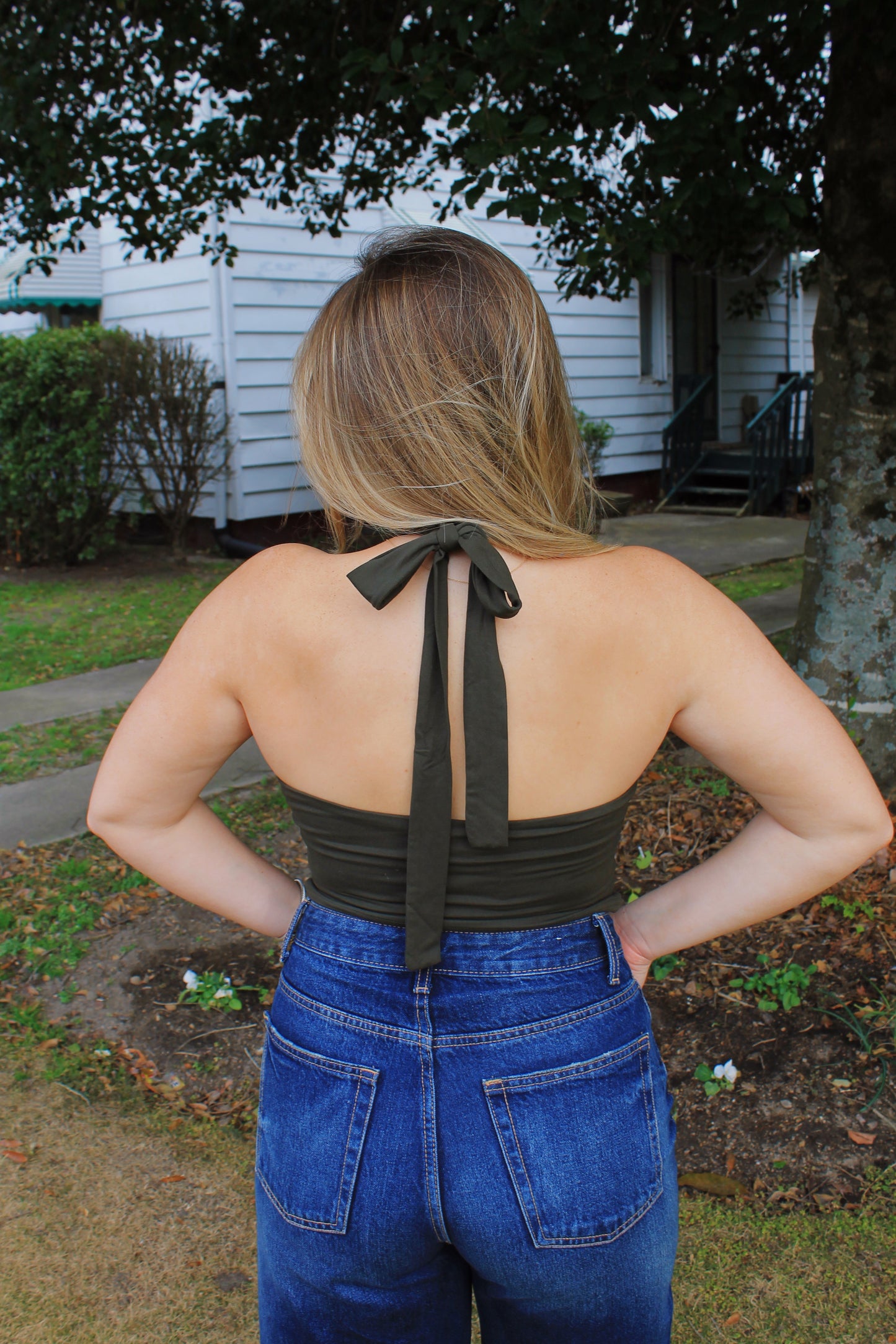 Olive Halter Top
