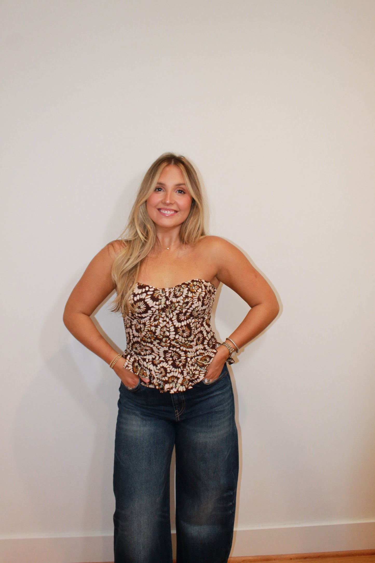 The Corset Top - Brown Floral