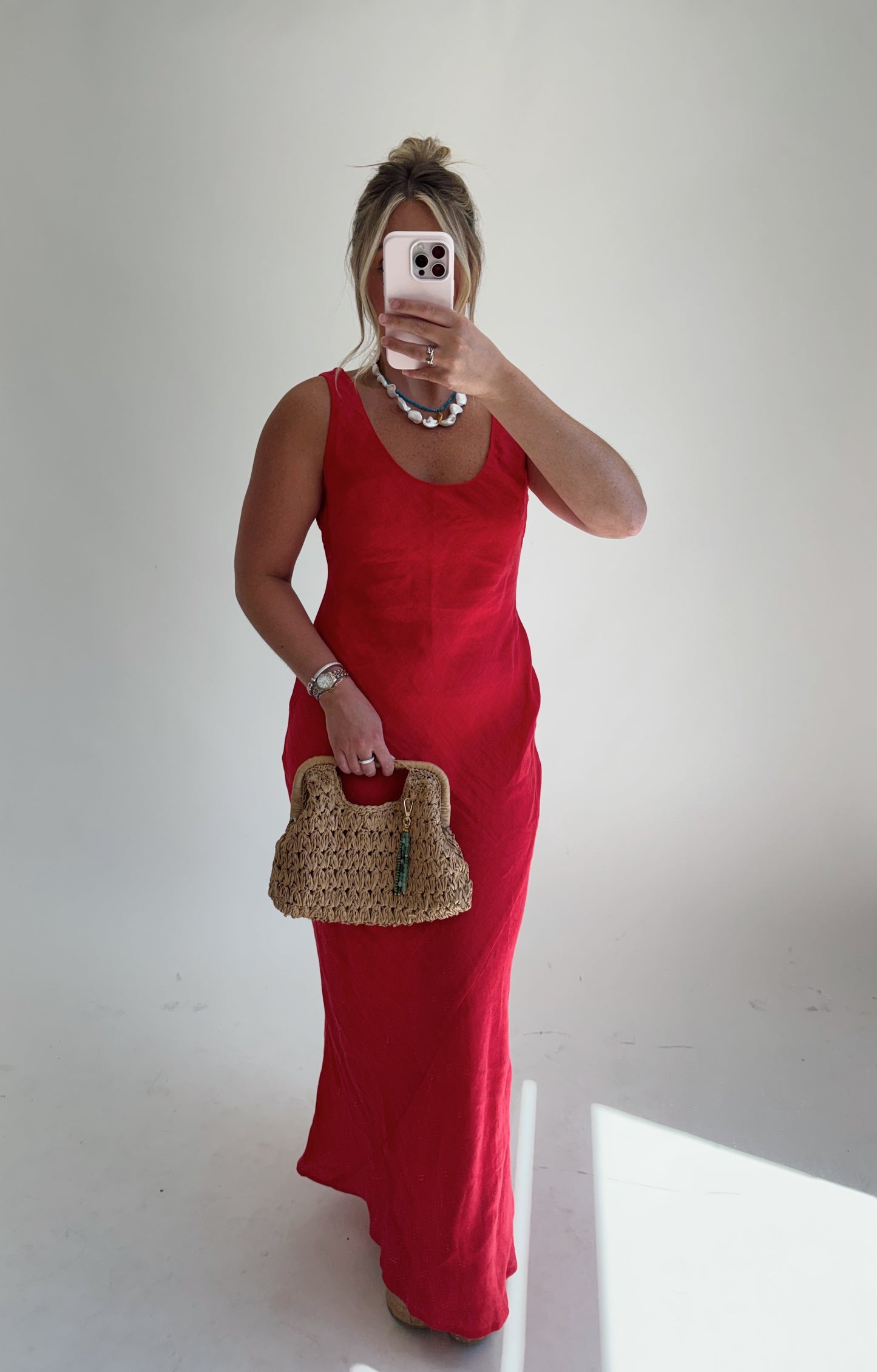 Scoop Neck Linen Maxi