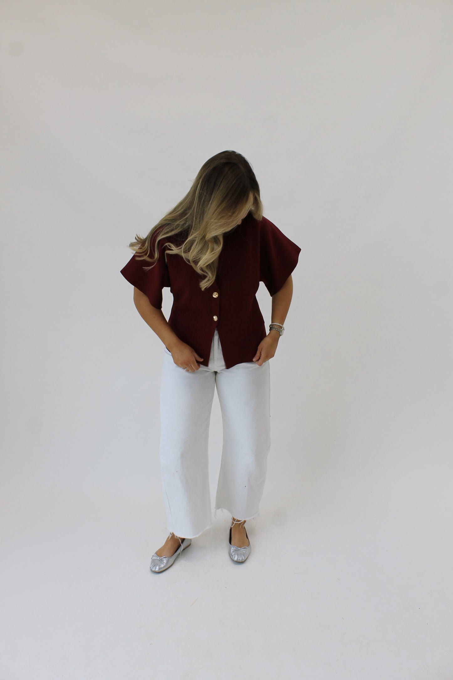 The Button Knit - Burgundy