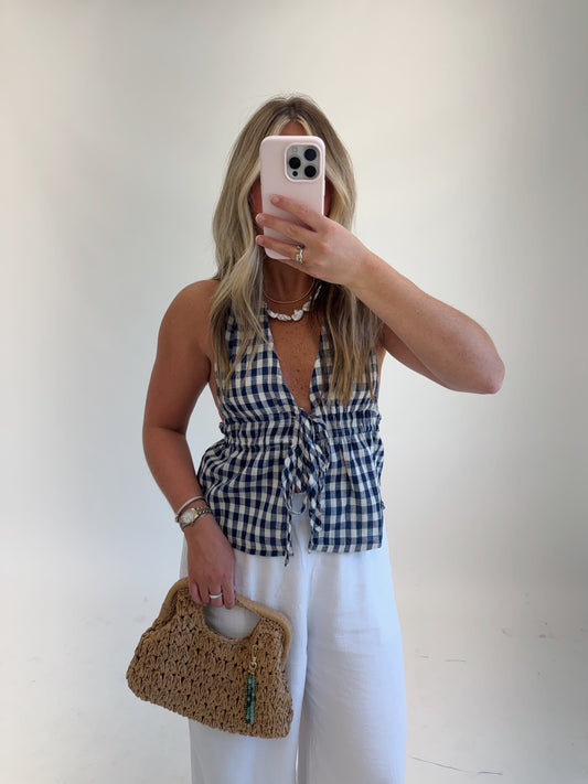 Gingham Halter Top