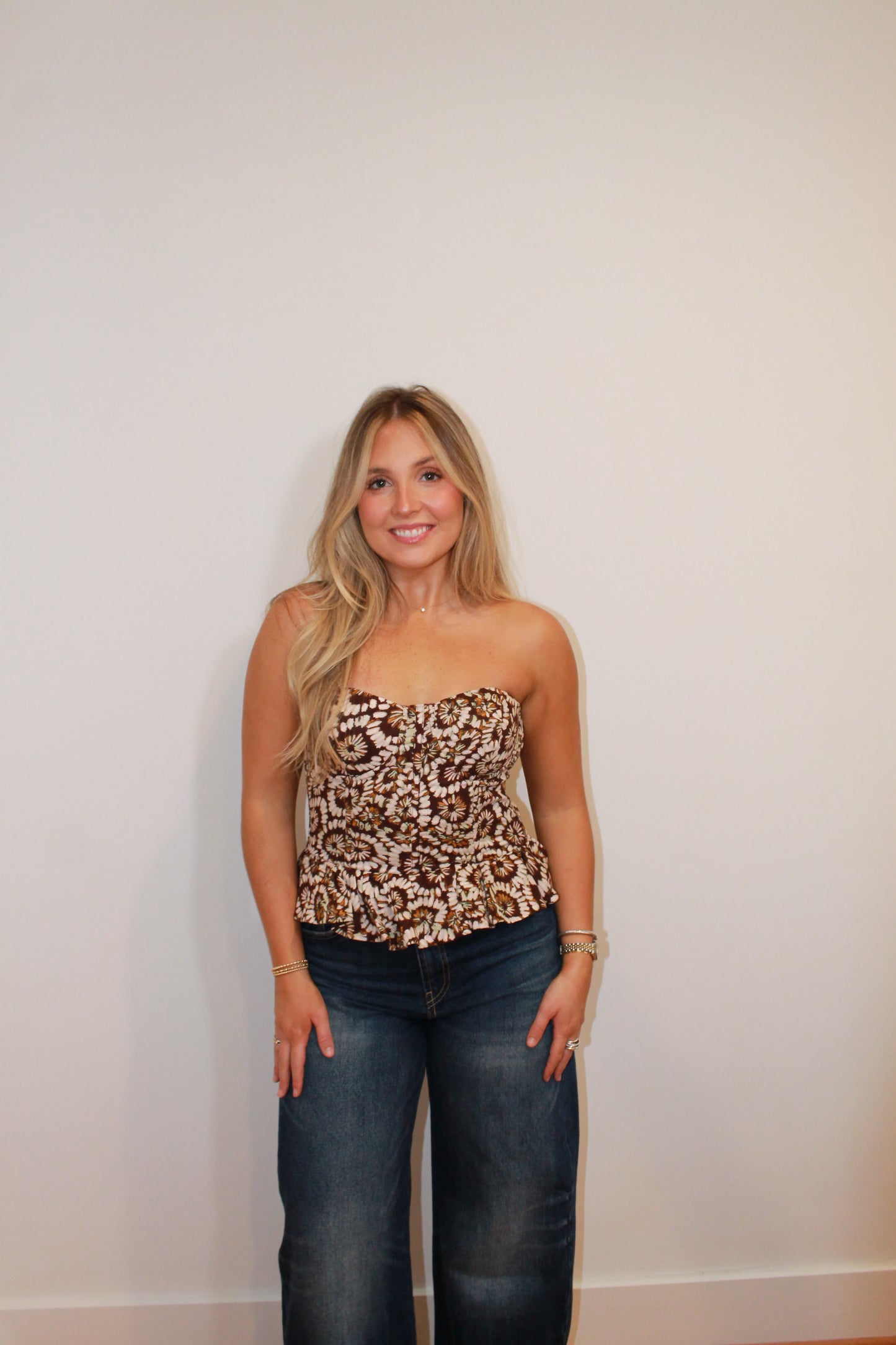 The Corset Top - Brown Floral