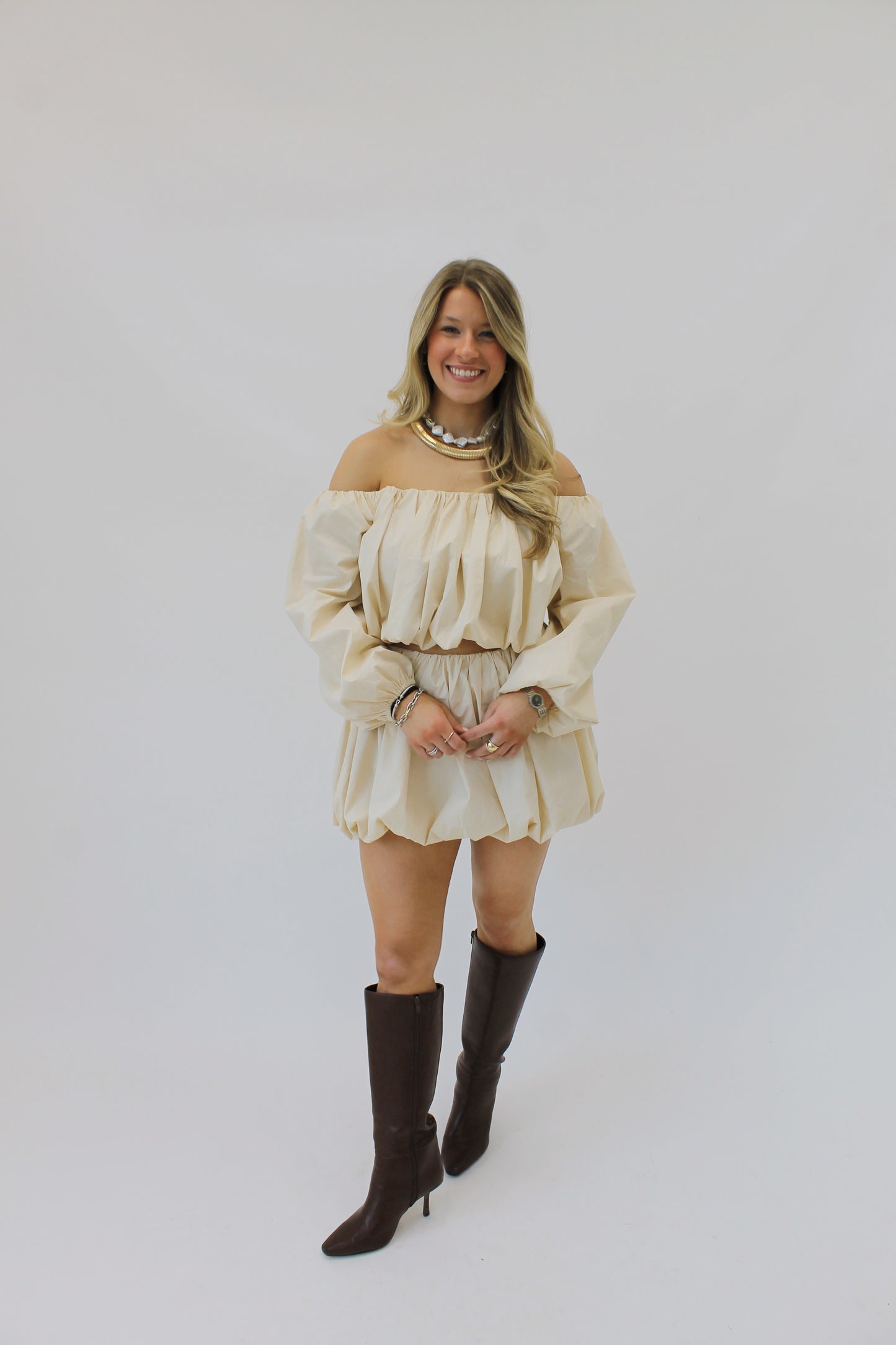 Off Shoulder Bubble Top