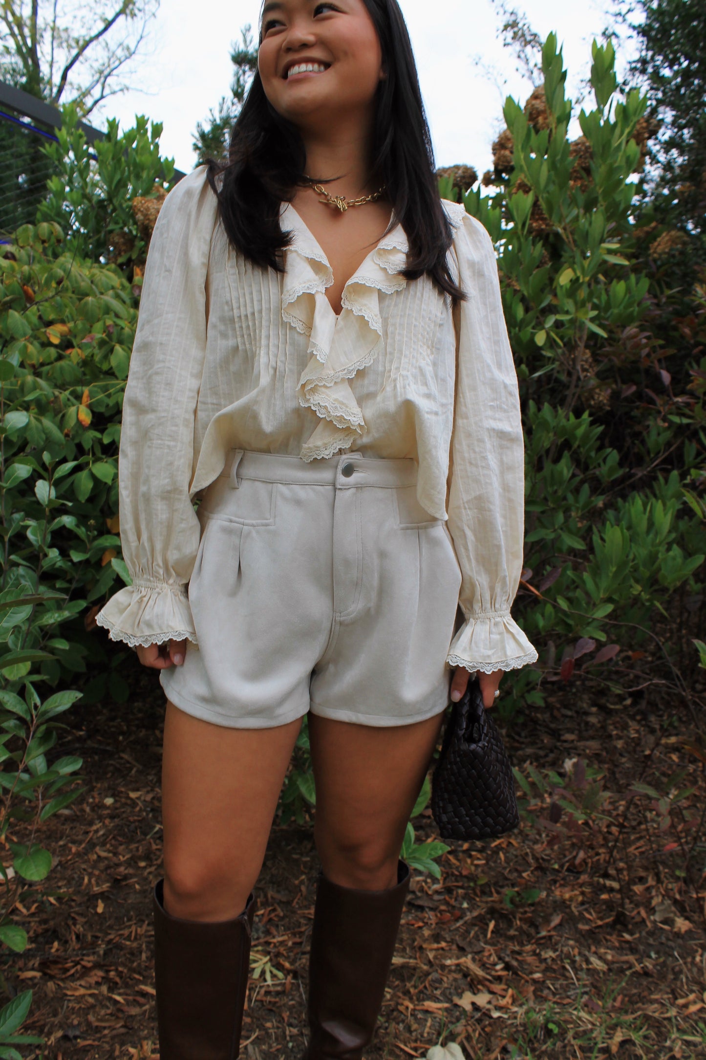 The Suede Pleat Shorts