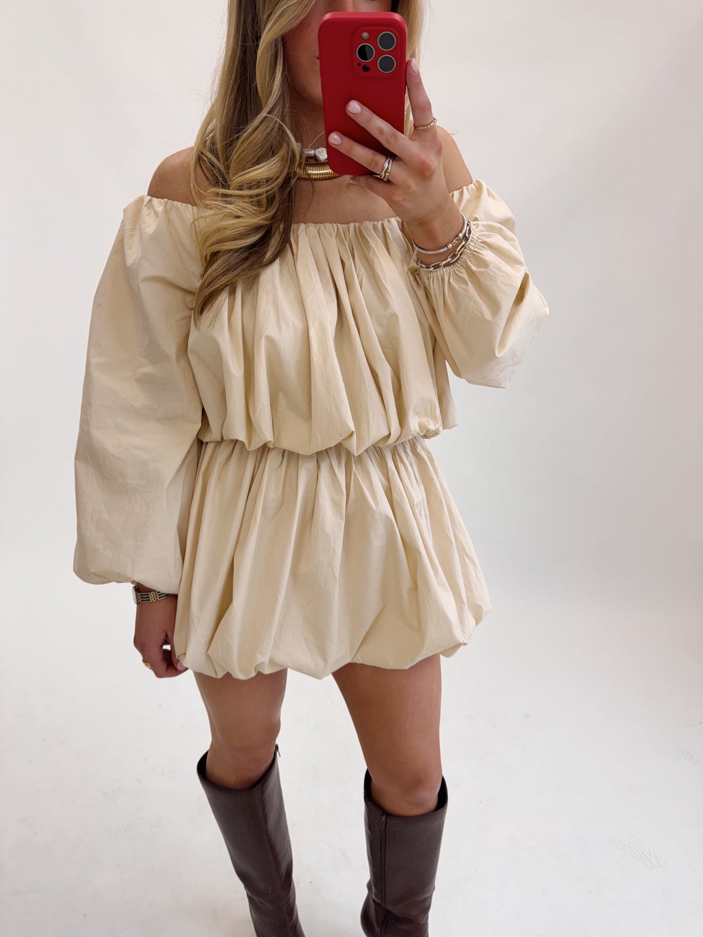 Off Shoulder Bubble Top