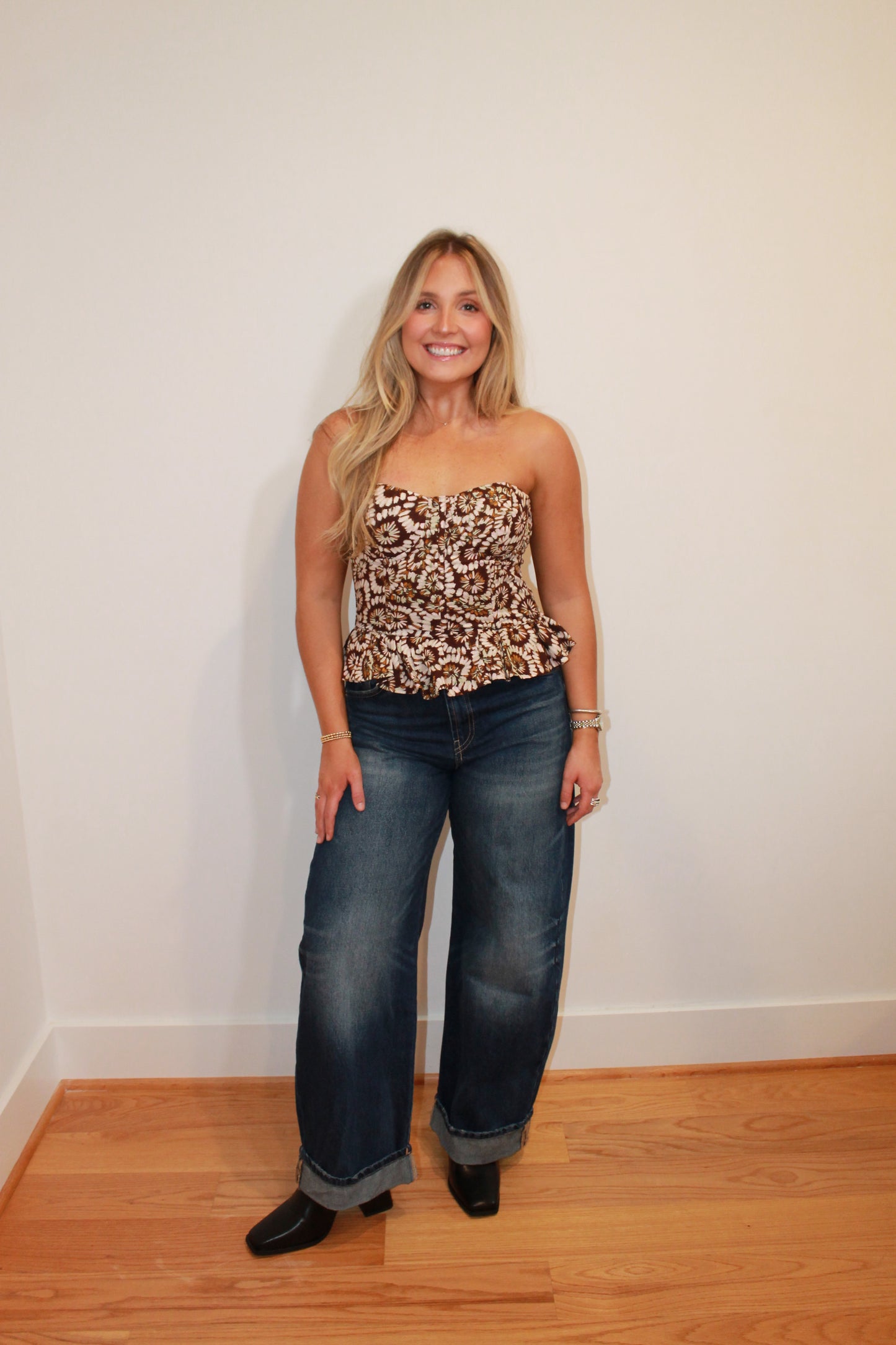 The Corset Top - Brown Floral