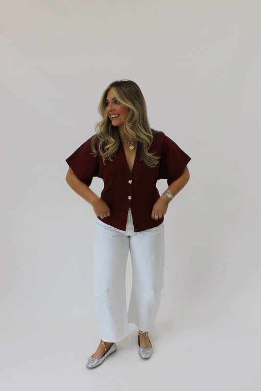 The Button Knit - Burgundy