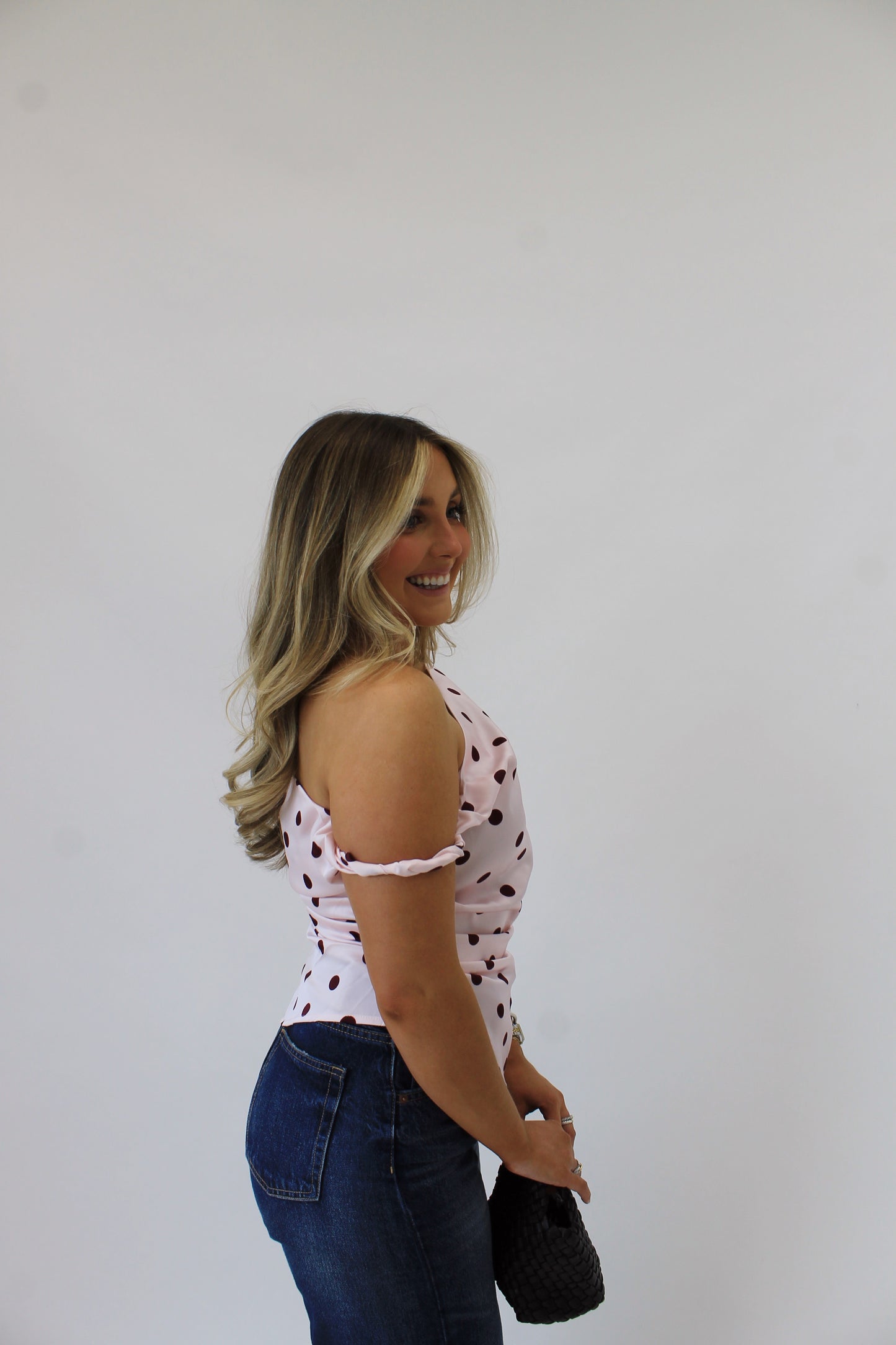 Polka Dot Shoulder Top