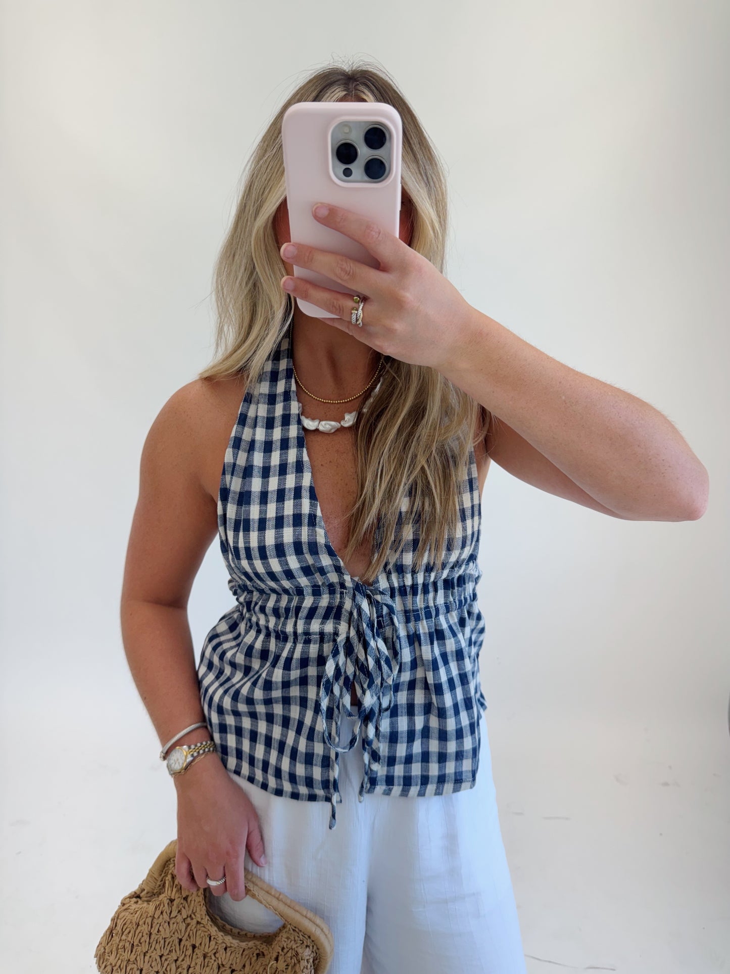 Gingham Halter Top