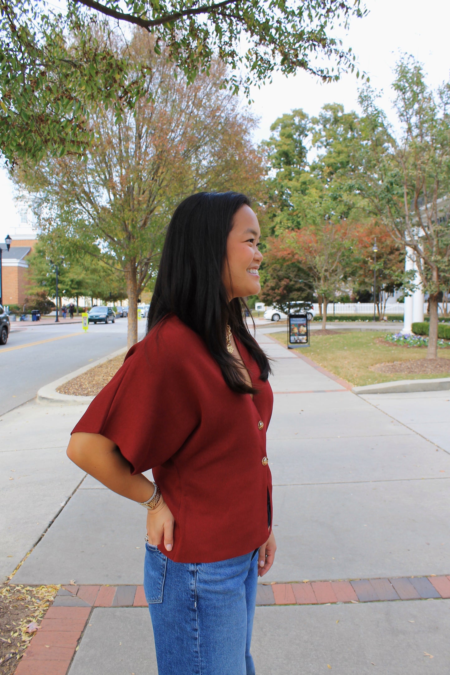 The Button Knit - Burgundy