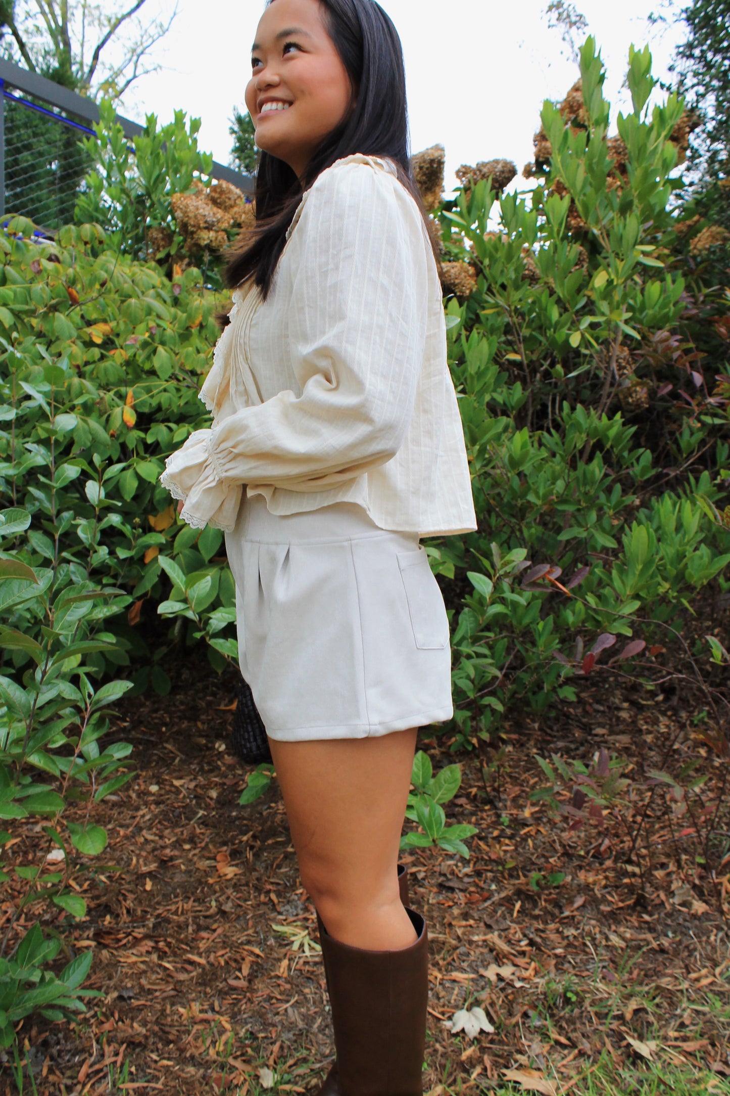 The Suede Pleat Shorts