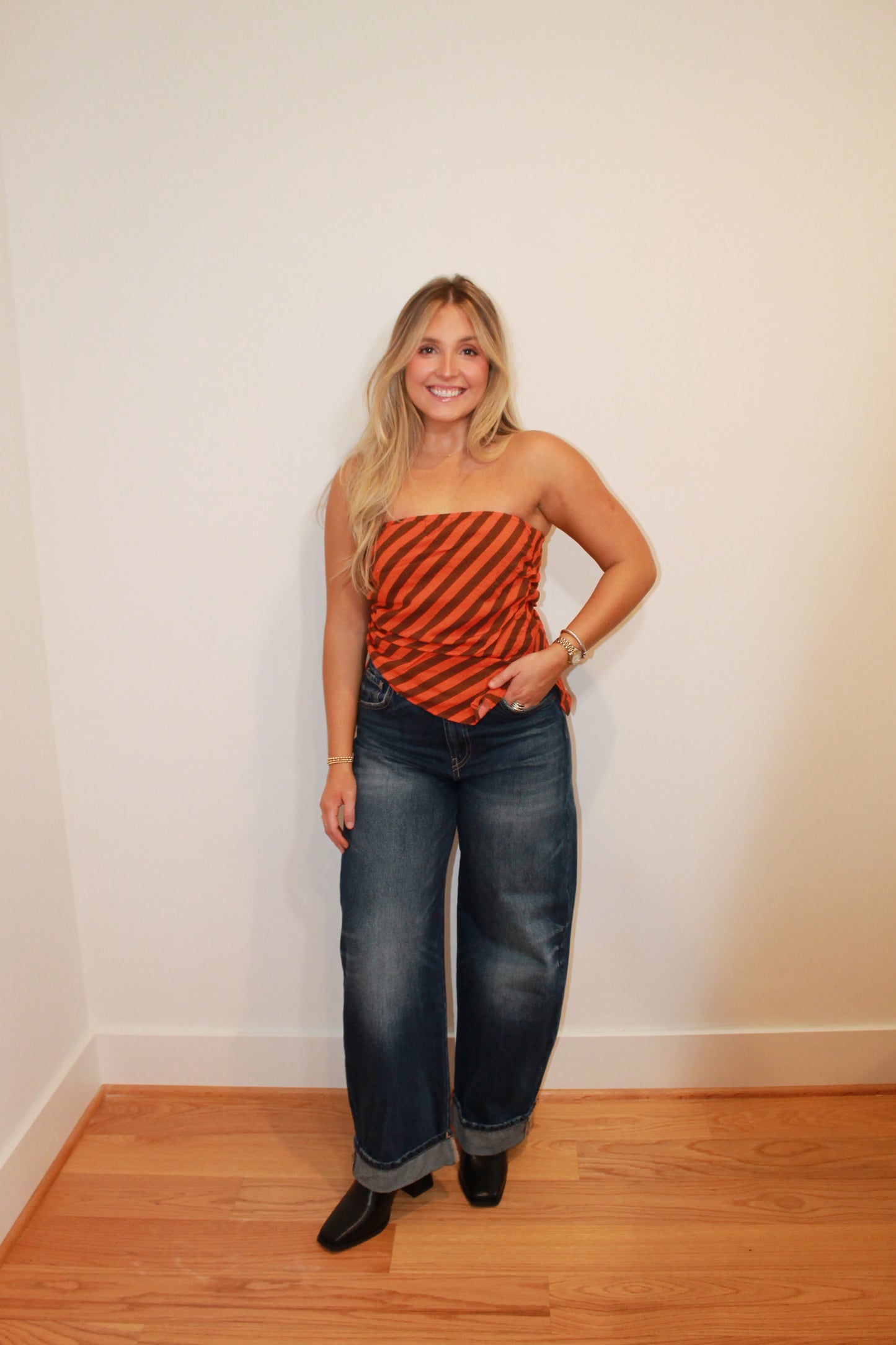 Fitted Strapless Stripe Top