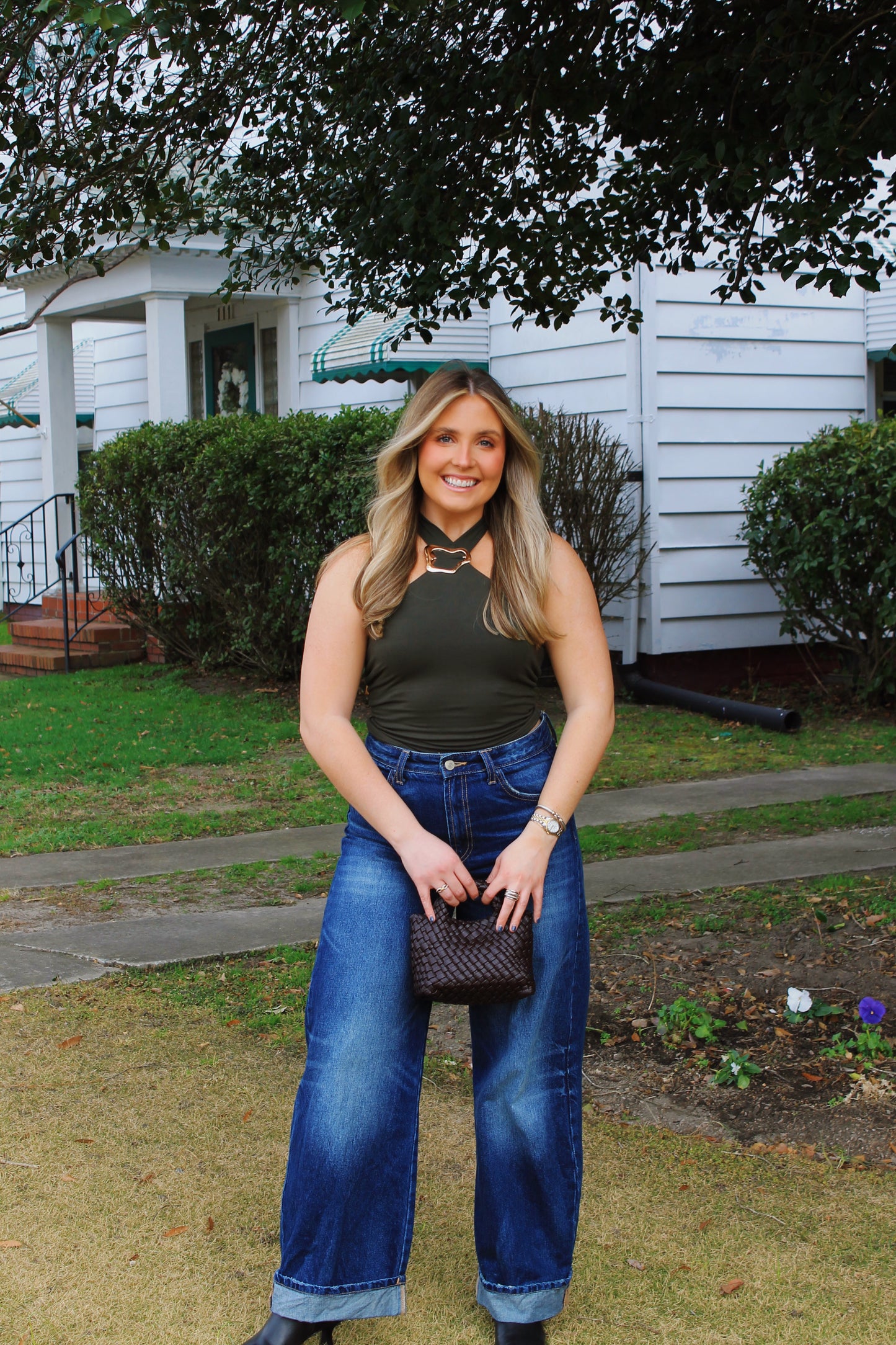 Olive Halter Top