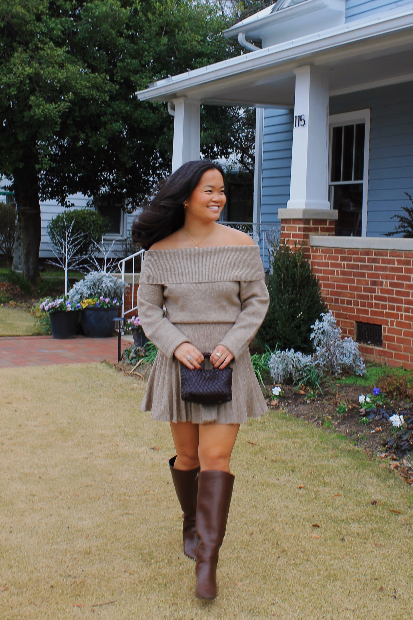 Knit Pleated Mini Dress