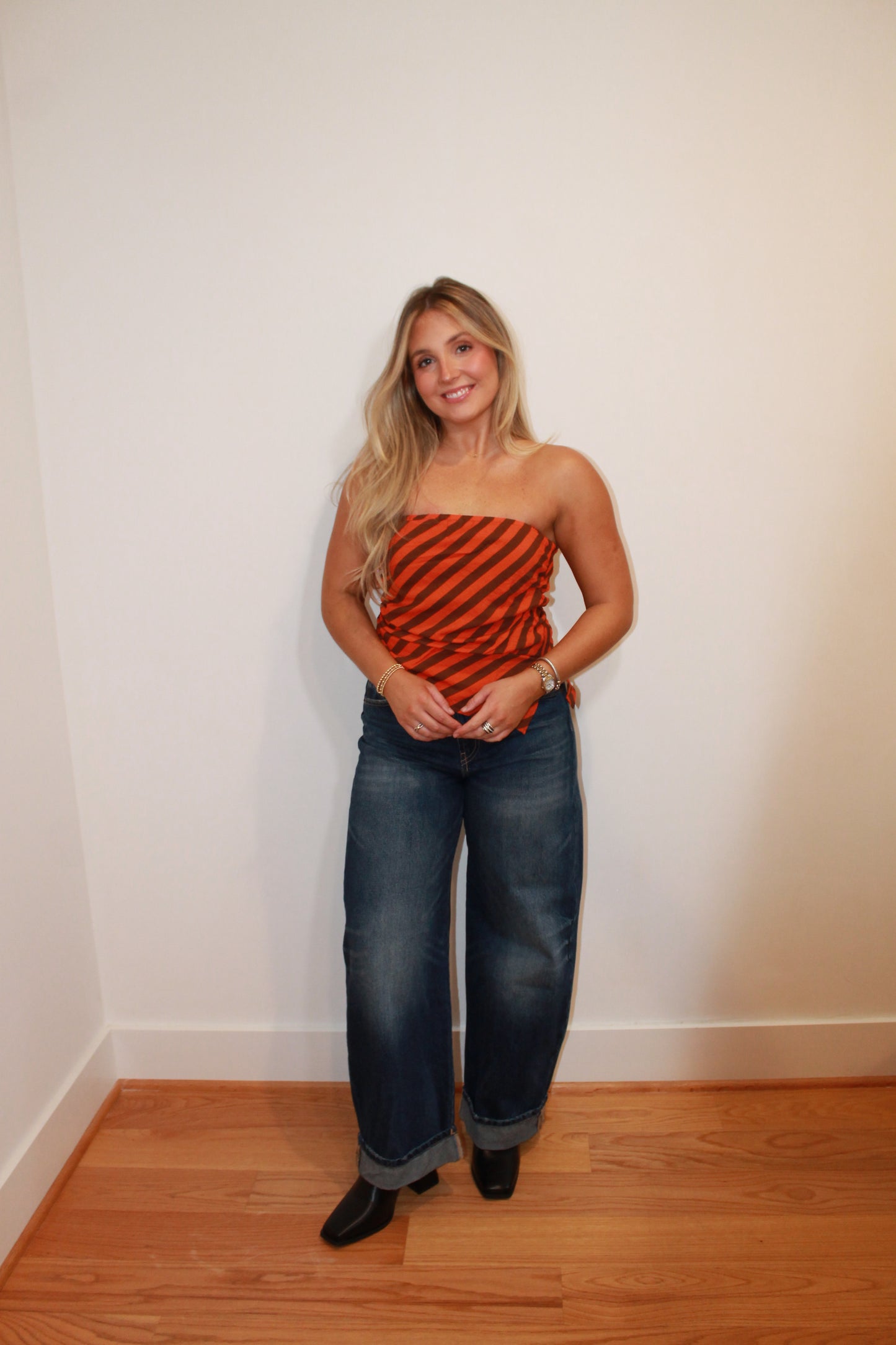 Fitted Strapless Stripe Top