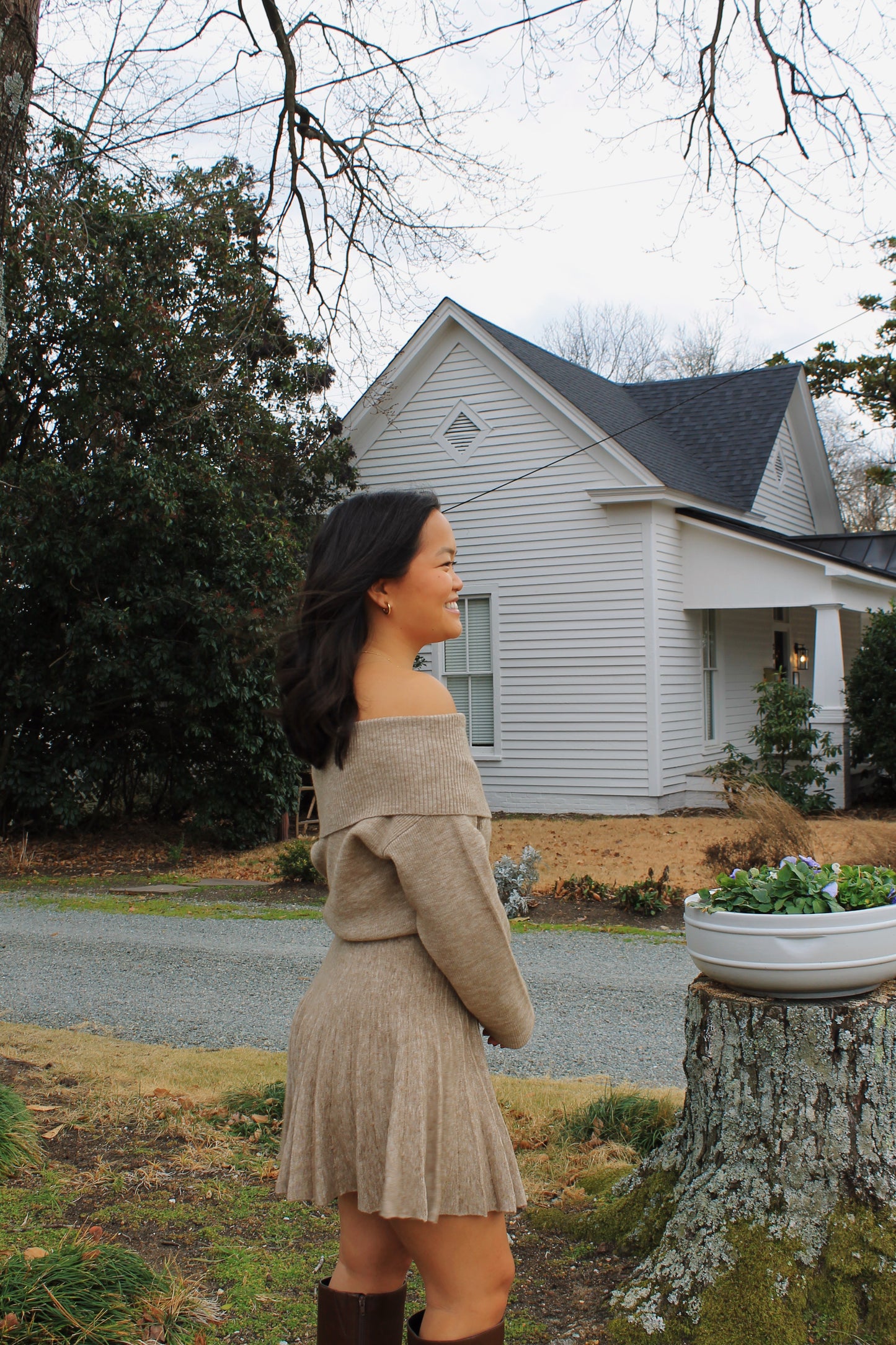 Knit Pleated Mini Dress