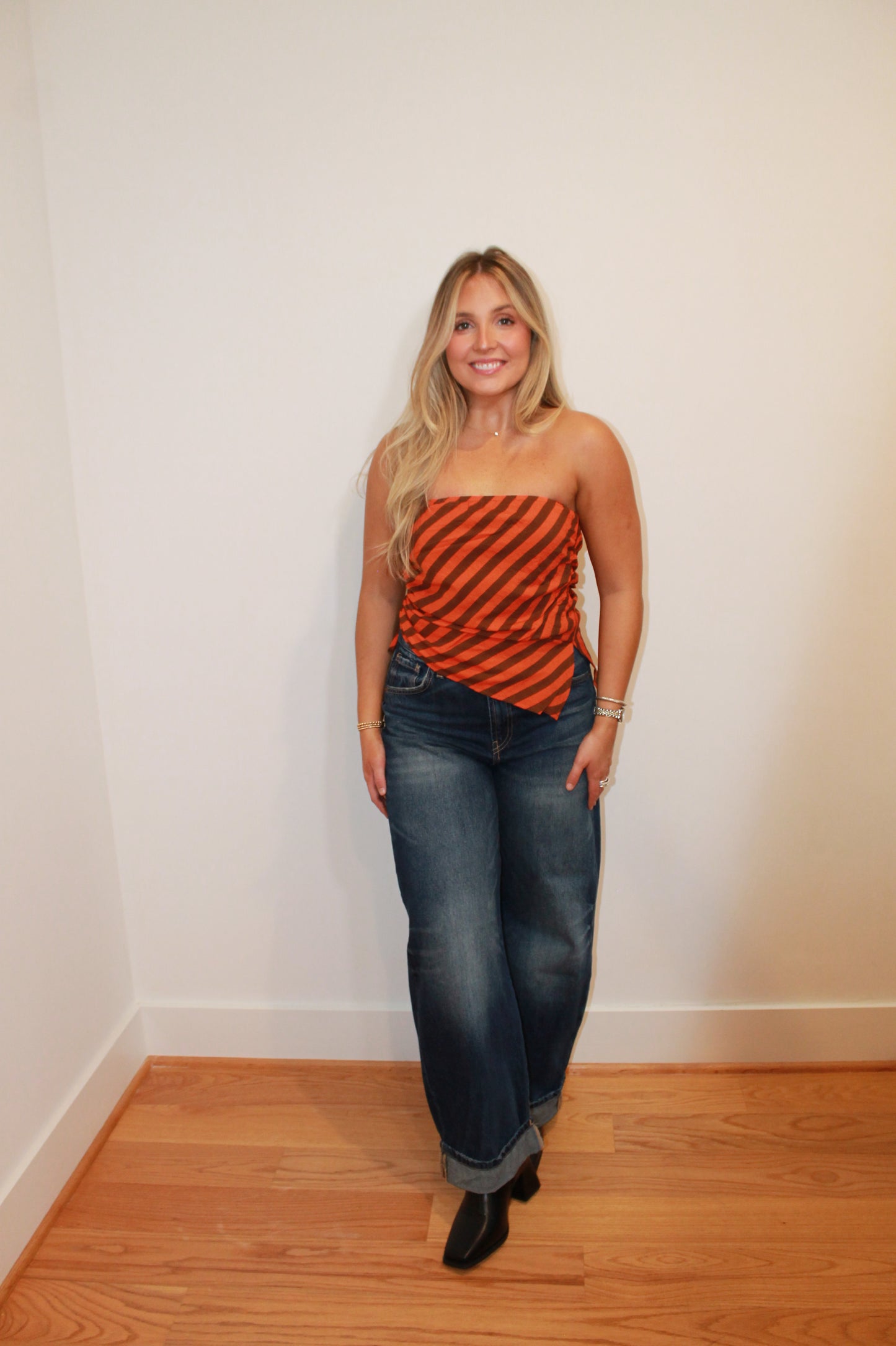 Fitted Strapless Stripe Top