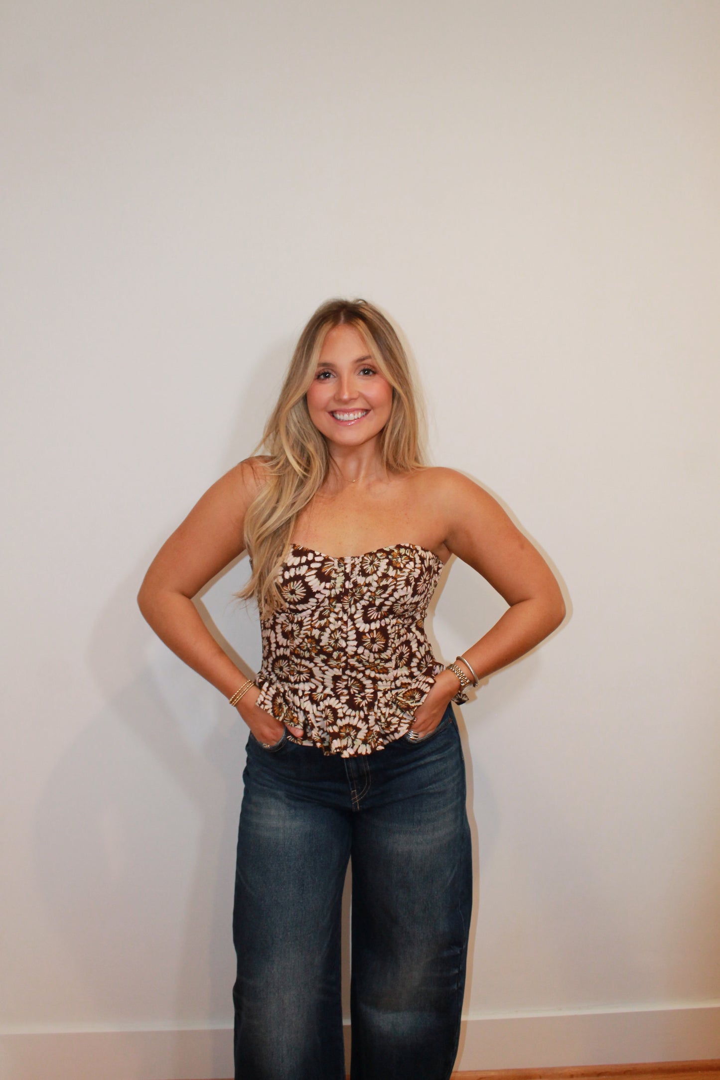 The Corset Top - Brown Floral