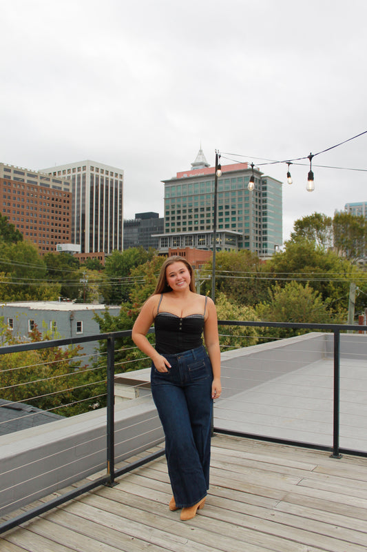 Black Gingham Checkered Top