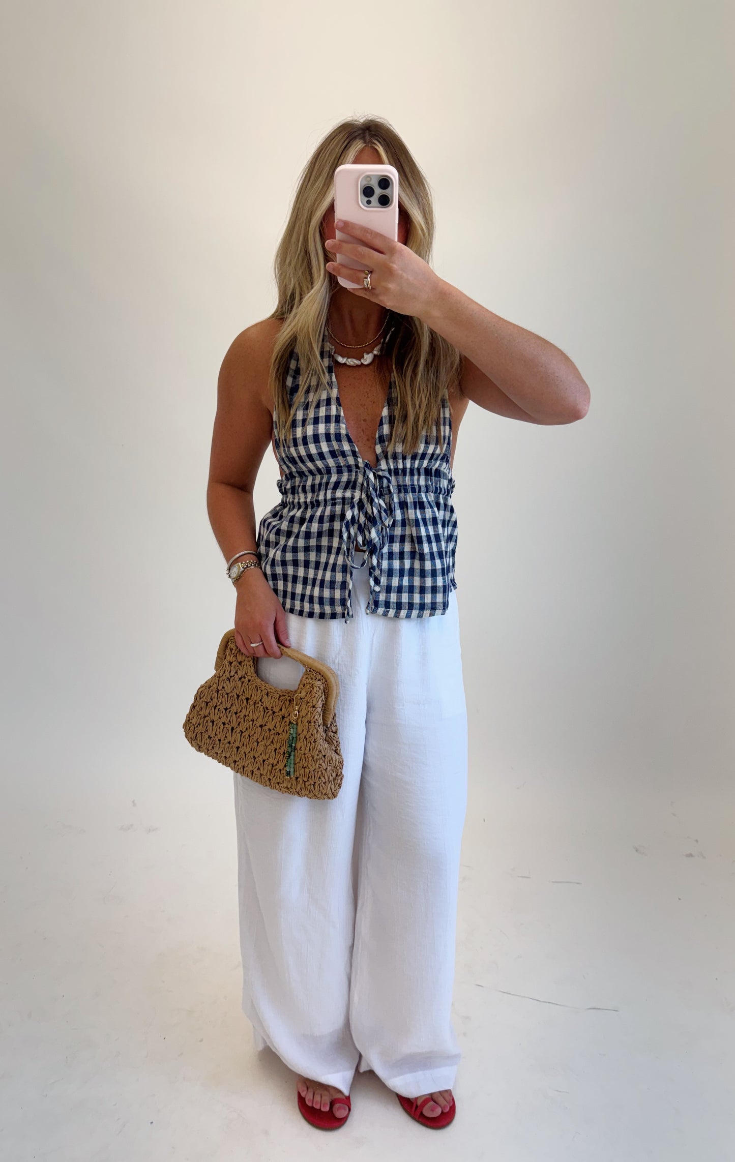 Gingham Halter Top