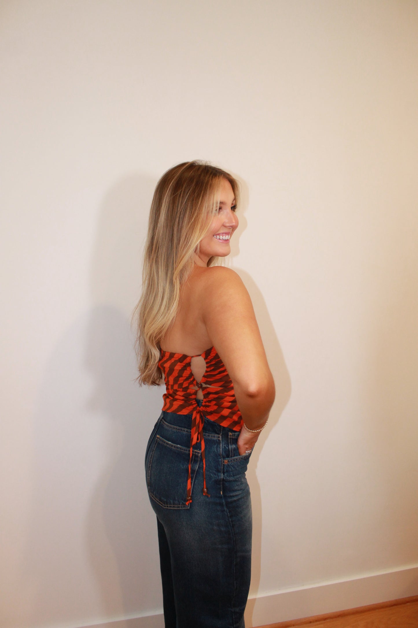 Fitted Strapless Stripe Top